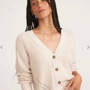 Marine Layer Robin Crop Cardigan Sweater - antique white
